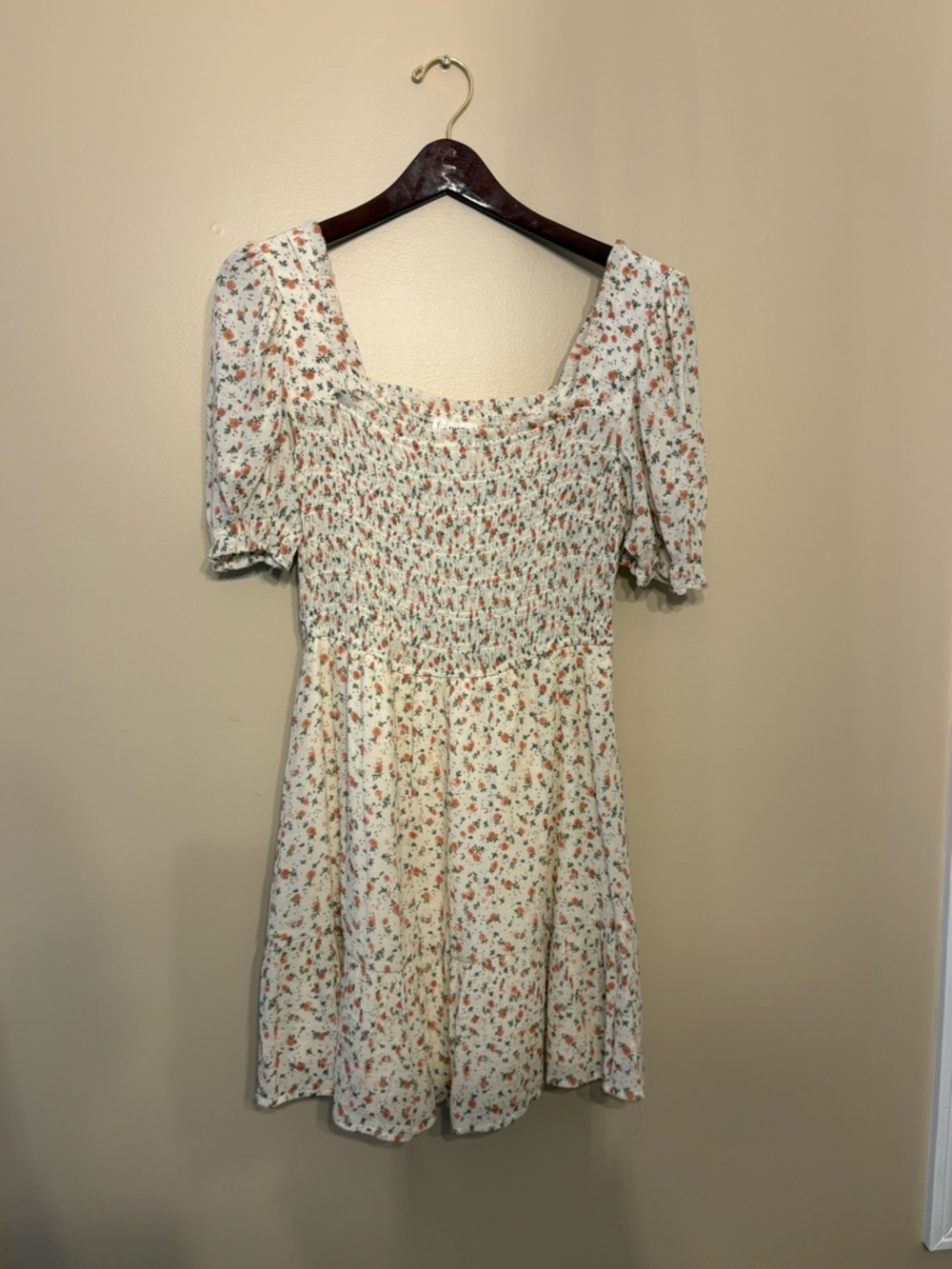 Cream Mini Dress with Rust Floral Print